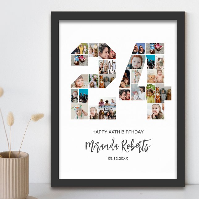 24th Birthday Number 24 Custom Photo Collage Poster (Creator Uploaded)