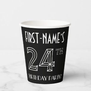 24th Birthday Party: Art Deco Style + Custom Name Paper Cups