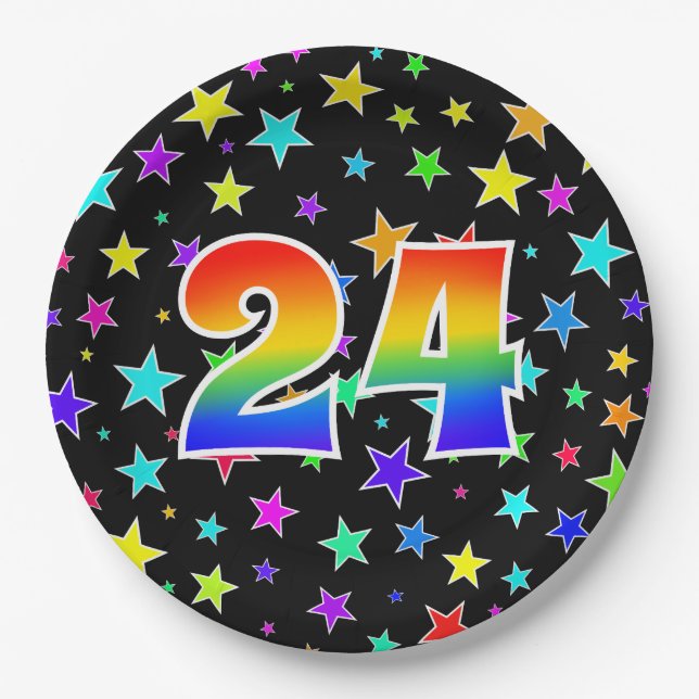 24th Event: Bold, Fun, Colourful Rainbow 24 Paper Plate (Front)