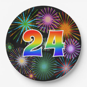 24th Event - Fun, Colourful, Bold, Rainbow 24 Paper Plate