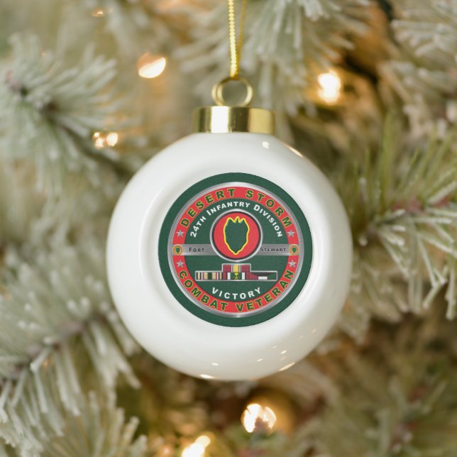 24th Infantry Division Desert Storm Veteran  Ceramic Ball Christmas Ornament (Tree)