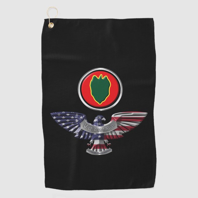 24th Infantry Division Eagle Veteran Golf Towel (Front)
