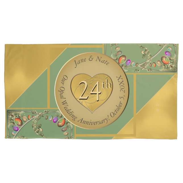 24th Opal Anniversary Pillowcase (Front-Left)
