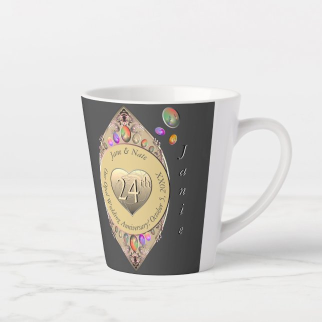 24th Opal Wedding Anniversary Latte Mug (Right)