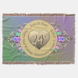 24th Opal Wedding Anniversary Throw Blanket