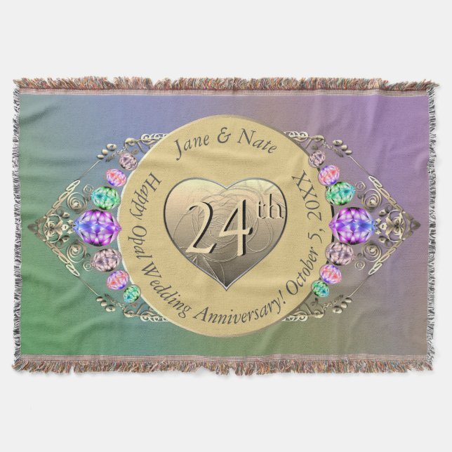 24th Opal Wedding Anniversary  Throw Blanket (Front)