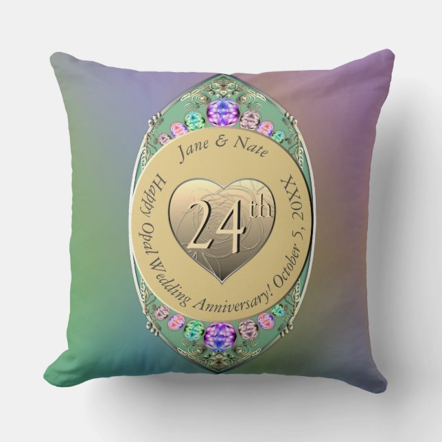 24th Opal Wedding Anniversary  Throw Pillow (Front)