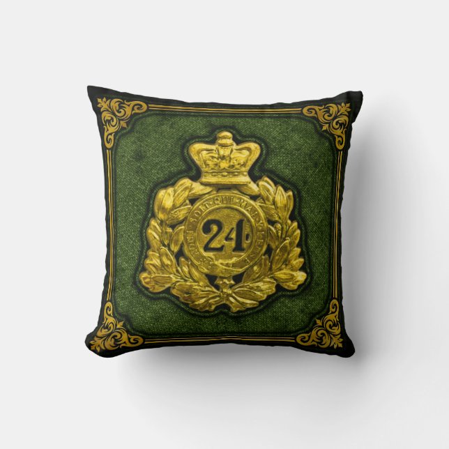 24th Regiment of Foot Shako Plate Throw Pillow (Front)