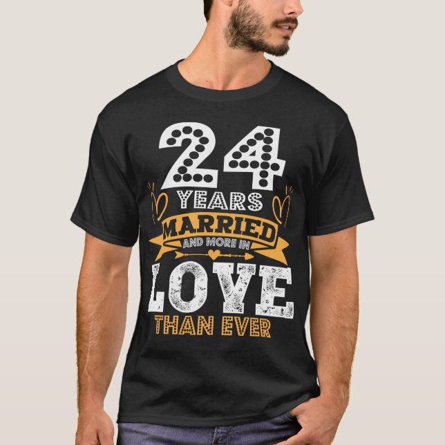 24th Wedding Anniversary 24 Years Married T-Shirt (Front)