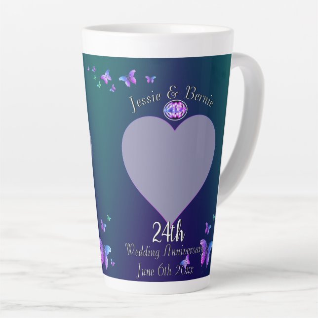 24th Wedding Anniversary Blue Latte Mug (Right Angle)