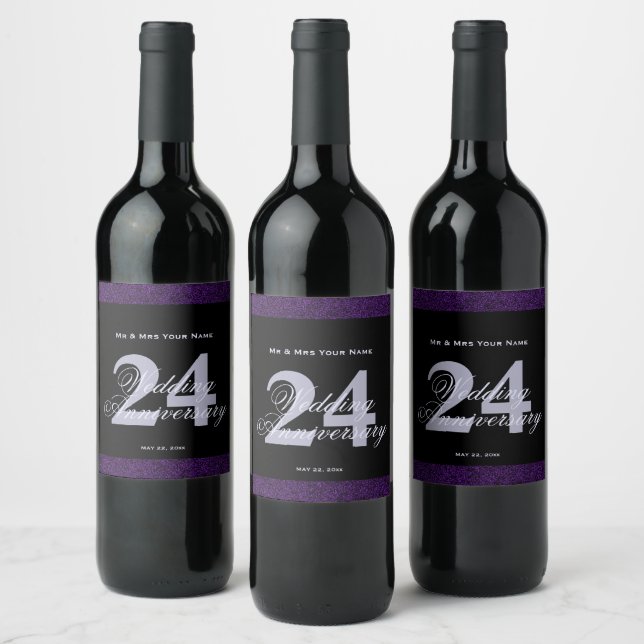24th Wedding Anniversary Custom Wine Label (Bottles)