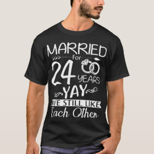 24th Wedding Anniversary. Married For 24 Years T-Shirt