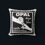 24th wedding anniversary traditional opal cushion<br><div class="desc">If you would like any help customising this design, please use the ask this designer button, just below this text. A black and white design to commemorate your 24th, 24 years wedding anniversary. An illustration of a husband and wife holding hands. The text reads opal which is a traditional gift...</div>