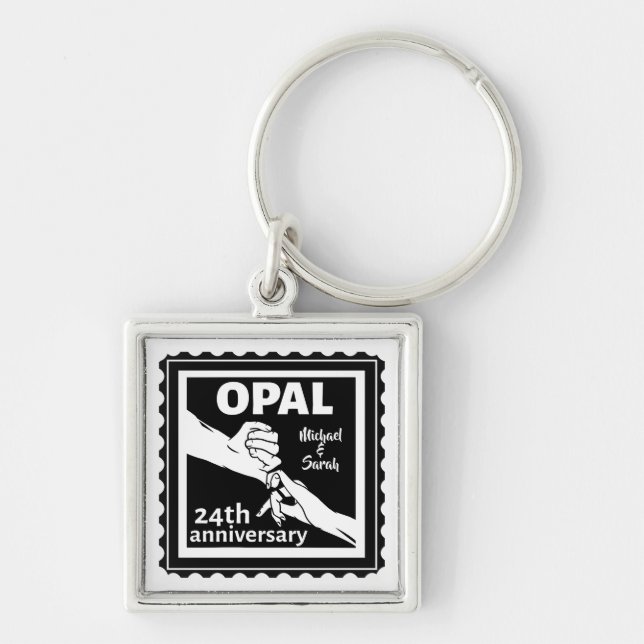 24th wedding anniversary traditional opal key ring (Front)