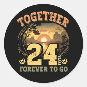 24th Years Wedding Anniversary For Couples Matchin Classic Round Sticker