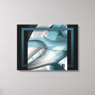24x18" Trend Abstract Art Canvas Black White Blue Print