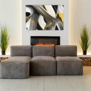 24x18" Trend Abstract Art Canvas Black White Gold Print