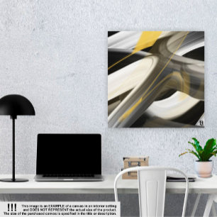 24x24" Trend Abstract Art Canvas Black White Gold Print