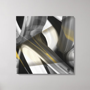 24x24" Trend Abstract Art Canvas Black White Gold Print