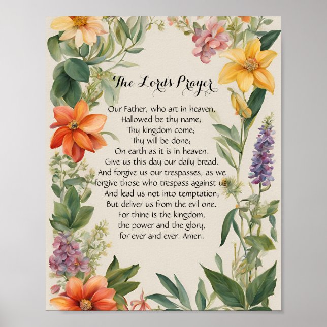 24x30 The Lord's Prayer Poster Print (Front)