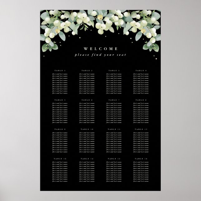24x36" 16 Tables of 10 Seating Chart Poster (Front)