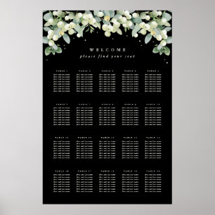24x36" 20 Tables of 8 Wedding Seating Chart Poster