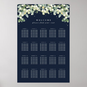 24x36" 20 Tables of 8 Wedding Seating Chart Poster