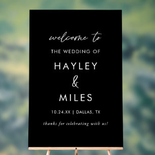 24x36 Black Minimalist Wedding Welcome Acrylic Sign