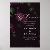 24x36" Moody Purple Bloom Grunge Wedding Welcome