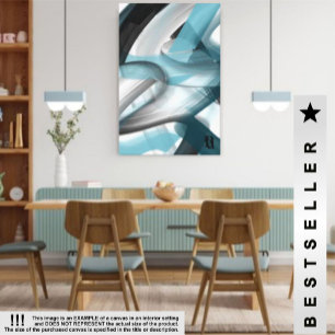 24x36" Trend Abstract Art Canvas Black White Blue Print