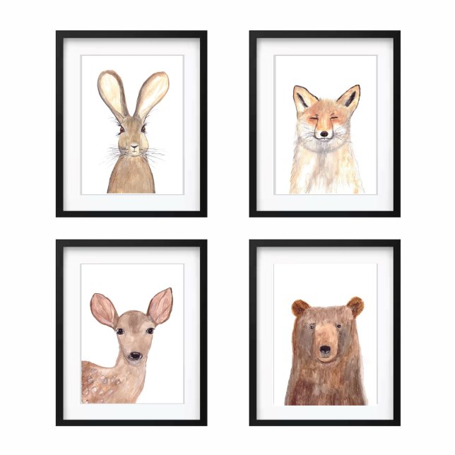 24x36 Woodland Cute Watercolor Forest Animals set (Creator Uploaded)
