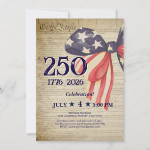 250 4th of July Patriotic USA Constitution Party Invitation