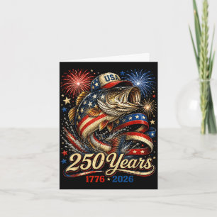 250 america 1776 2026 bass fishing usa flag 250th card