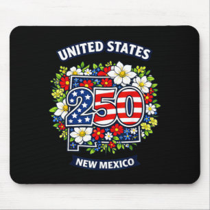 250 Anniversary AAAmerican Flag Floral New Mexico Mouse Pad