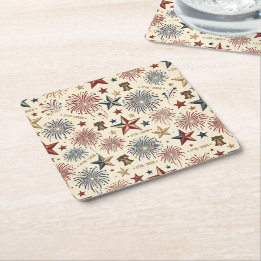 250 Anniversary America Patriotic 4th of July Square Paper Coaster