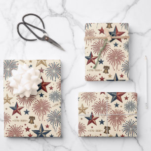 250 Anniversary America Patriotic 4th of July Wrapping Paper Sheet