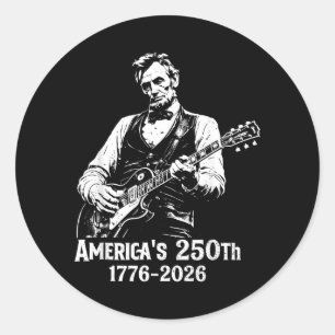 250 Anniversary Usa Abe 16th President Guitar 250 Classic Round Sticker