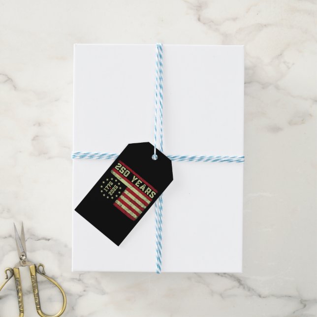 250 Anniversary Usa Flag Gift Tags (With Twine)