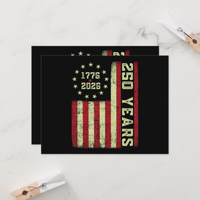 250 Anniversary Usa Flag Invitation (Front/Back In Situ)