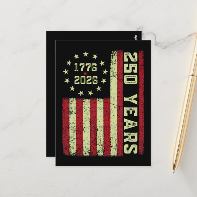 250 Anniversary Usa Flag Postcard (Front/Back In Situ)