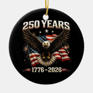 250 Anniversary USA Patriotic Eagle 250th Independ Ceramic Tree Decoration