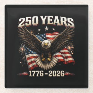 250 Anniversary USA Patriotic Eagle 250th Independ Glass Coaster