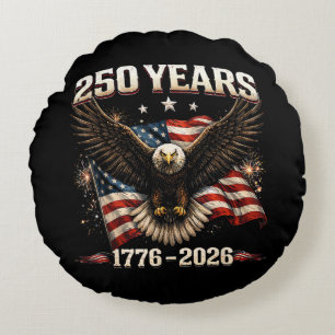250 Anniversary USA Patriotic Eagle 250th Independ Round Cushion