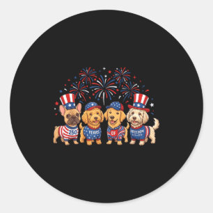250 anniversary usa shirt 4 dog breeds 4th of july classic round sticker