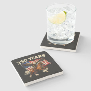 250 Anniversary USA Western Horse Eagle Stone Coaster