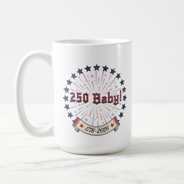 250 Baby America 250 Patriotic Fireworks Design Coffee Mug (Left)