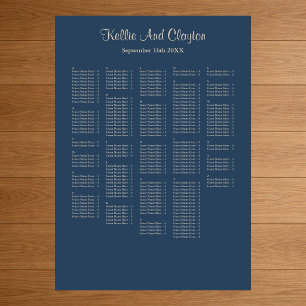 250+ Classic Blue Simple Wedding Seating Chart