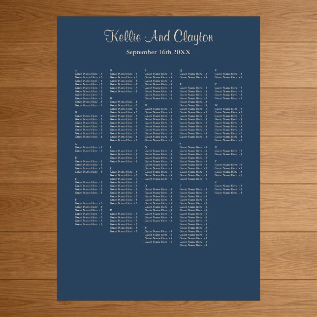 250 Classic Blue Simple Wedding Seating Chart (Creator Uploaded)