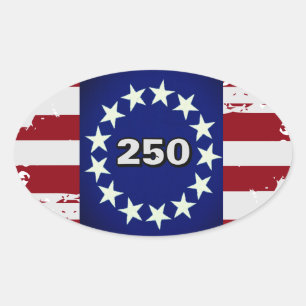 250 Colonial Flag Oval Sticker