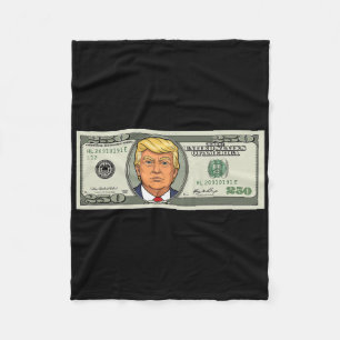 250 Dollar Bill With President Trump $250 Bill Fleece Blanket